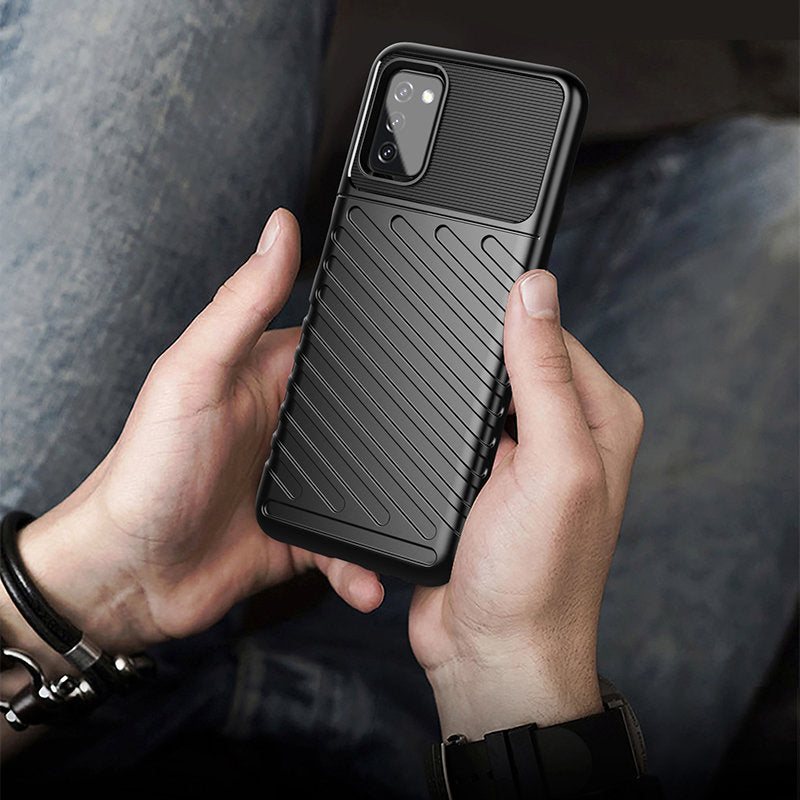 Thunder Case Flexible Tough Rugged Cover TPU Case til Samsung Galaxy A03s sort
