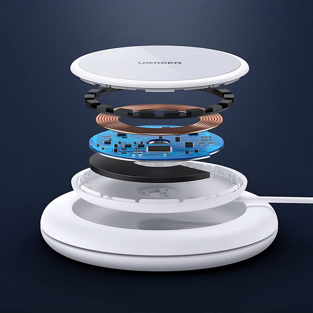 Ugreen CD245 40123 trådløs Qi / MagSafe oplader 15W med USB-C kabel - hvid