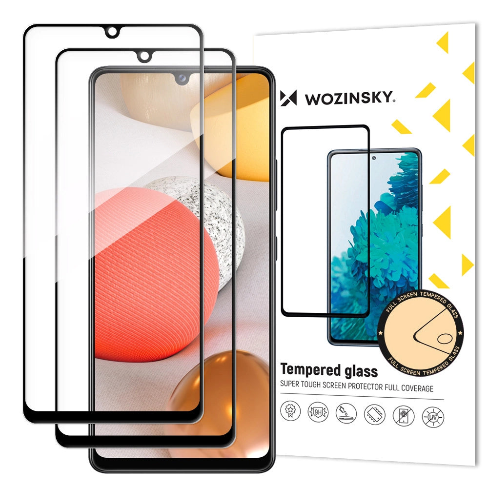 Wozinsky 2x Temperet Glas Full Glue Super Tough Screen Protector Full Covered med Frame Case Friendly til Samsung Galaxy A42 5G sort