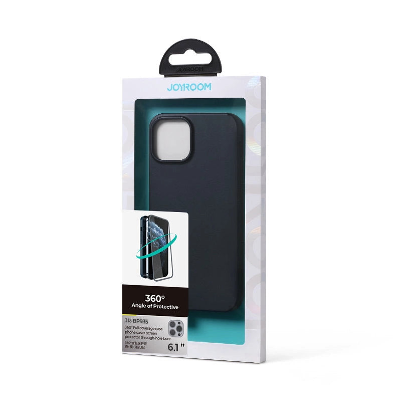 Joyroom 360 Full Case forside og bagside til iPhone 13 Pro + skærmbeskytter af hærdet glas sort (JR-BP935 sort)