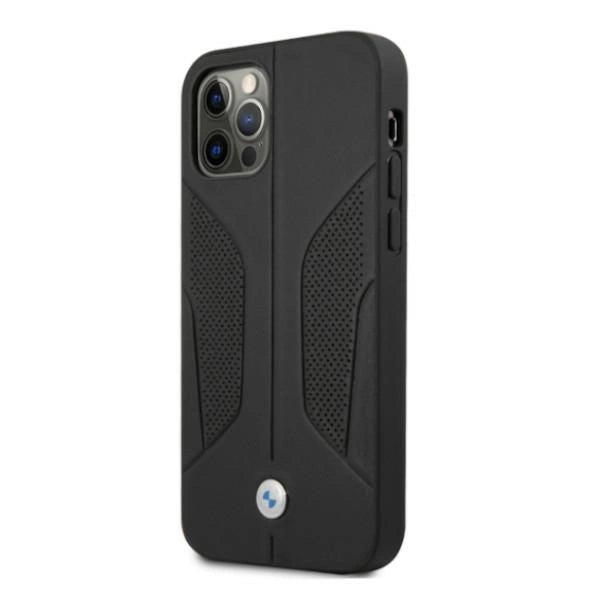 Etui BMW BMHCP12LRSCSK iPhone 12 Pro Max 6,7" sort/sort hårdkasse læder perforeret sider