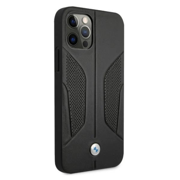 Etui BMW BMHCP12LRSCSK iPhone 12 Pro Max 6,7" sort/sort hårdkasse læder perforeret sider