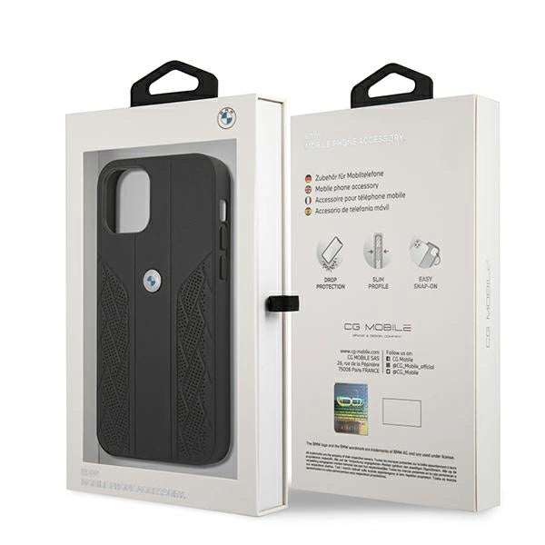 BMW Leather Curve Perforate Case for iPhone 12 Pro Max - Black