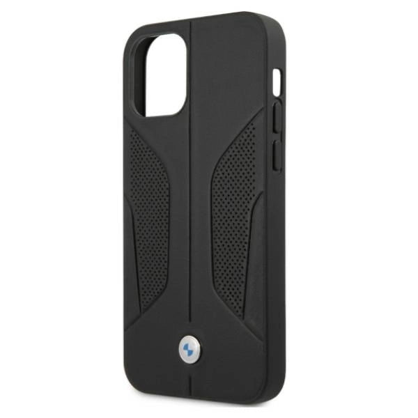 Etui BMW BMHCP12MRSCSK iPhone 12/12 Pro 6,1" sort/sort hårdkasse læder perforeret sider