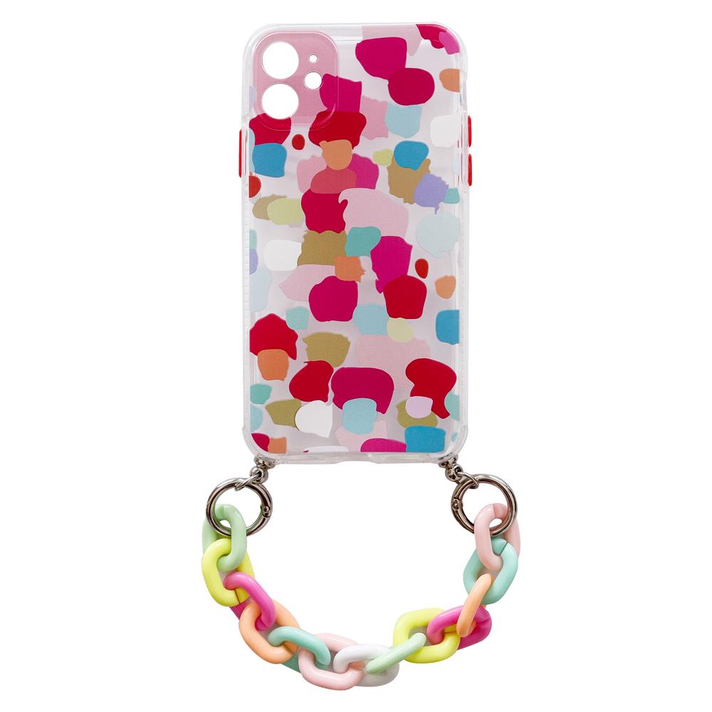 Farve Chain Case gel fleksible elastisk case cover med en kæde pendant til iPhone 8 Plus / iPhone 7 Plus flerfarvet
