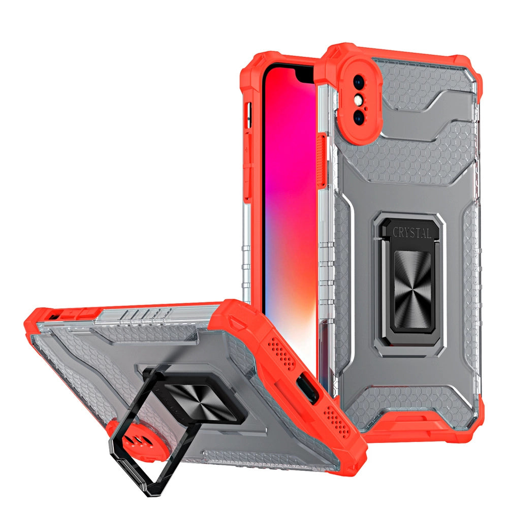 Crystal Ring Case Kickstand Tough Rugged Cover til iPhone XS Max rød