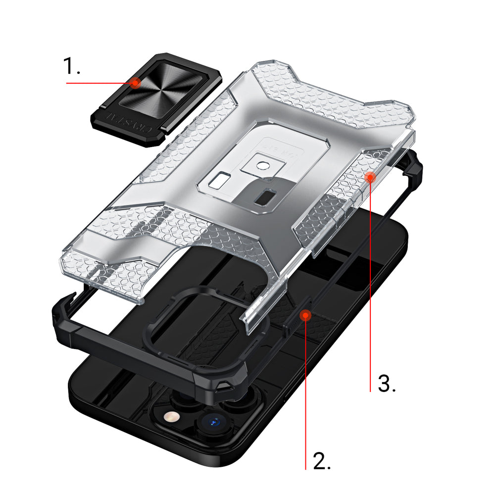 Crystal Ring Case Kickstand Tough Rugged Cover til iPhone 12 Pro Max blå