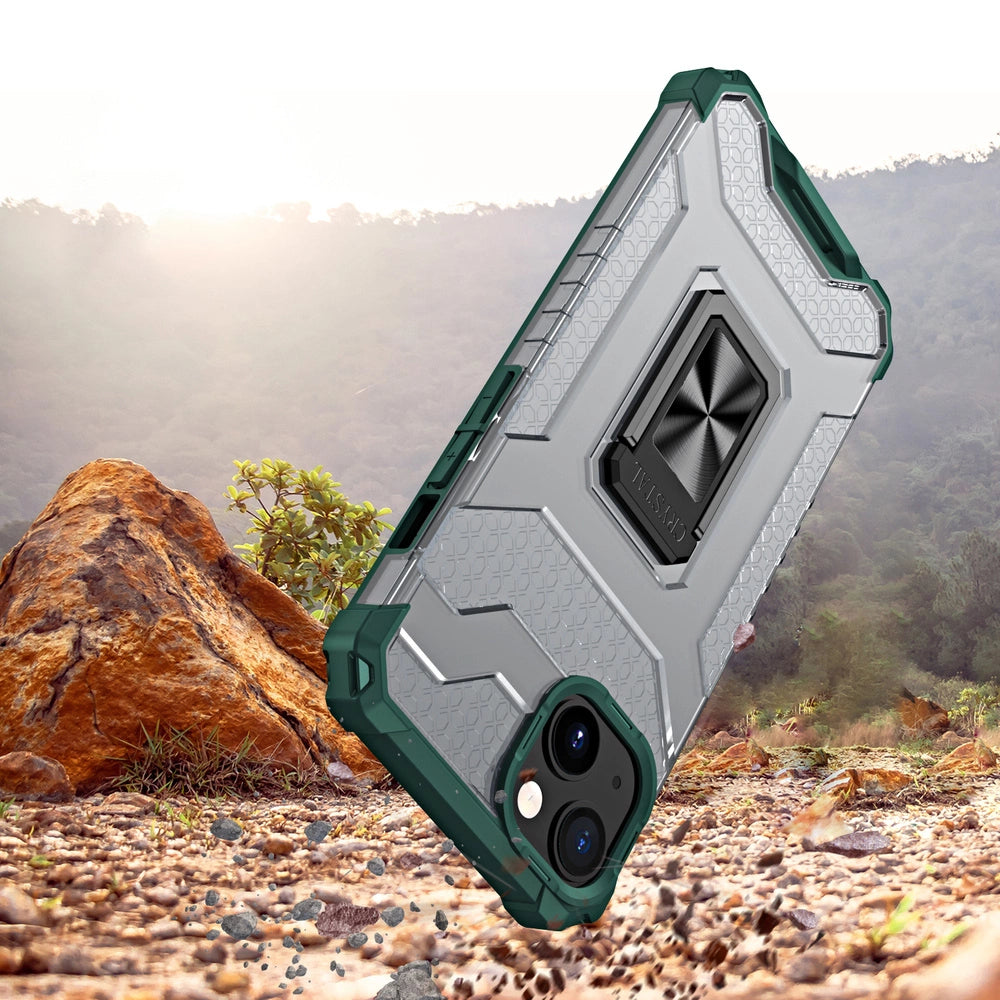 Crystal Ring Case Kickstand Tough Rugged Cover til iPhone 13 mini grøn