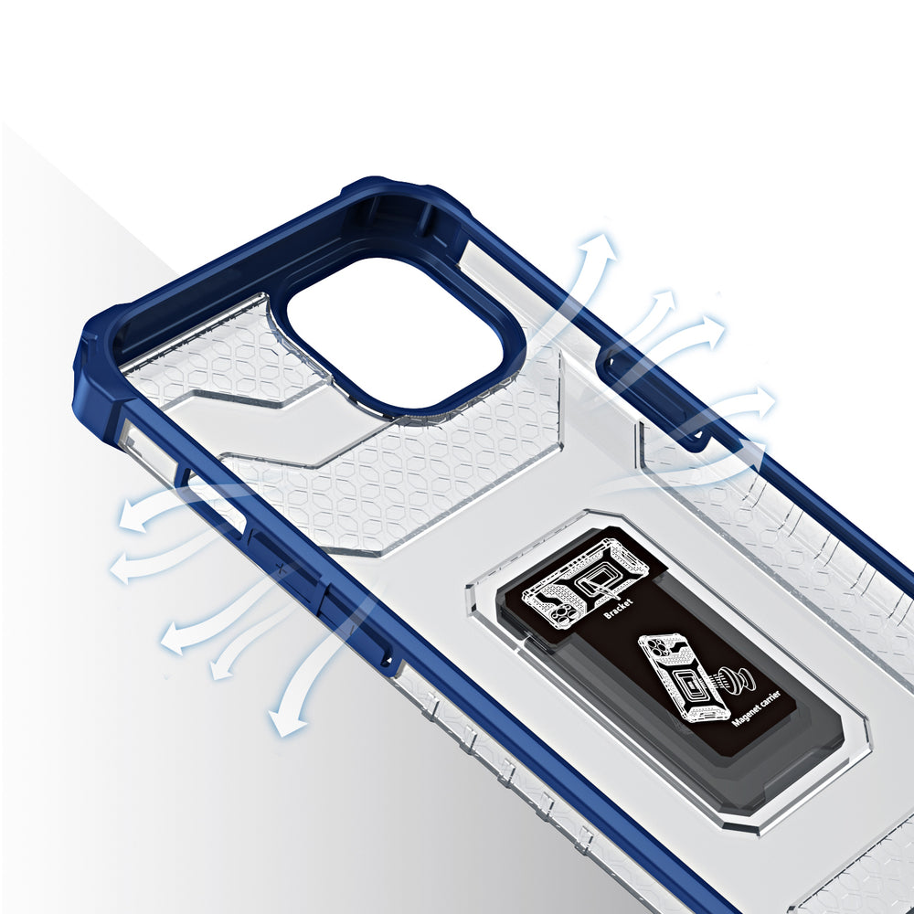 Crystal Ring Case Kickstand Tough Rugged Cover til iPhone 13 mini blå