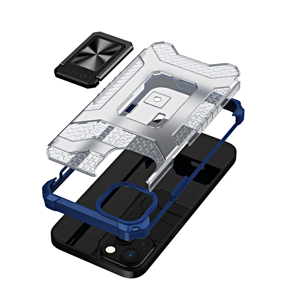 Crystal Ring Case Kickstand Tough Rugged Cover til iPhone 13 mini blå