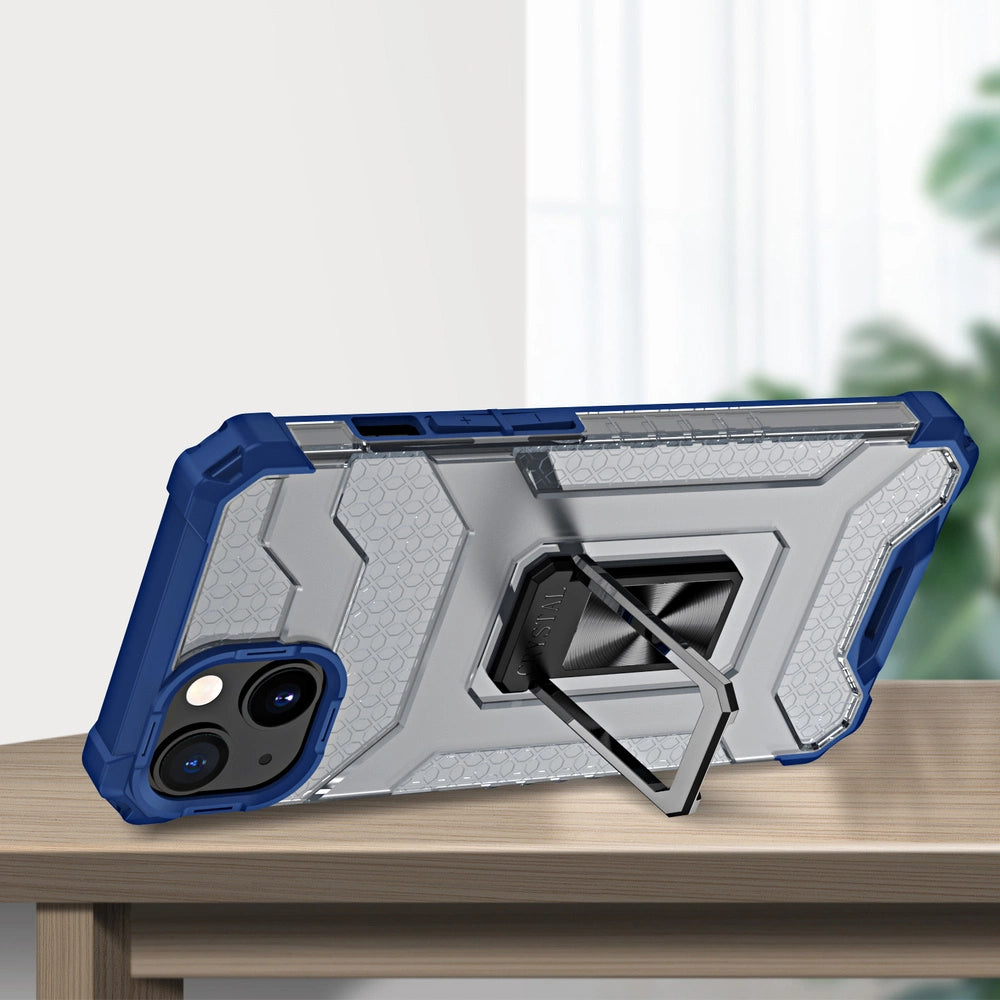 Crystal Ring Case Kickstand Tough Rugged Cover til iPhone 13 mini blå