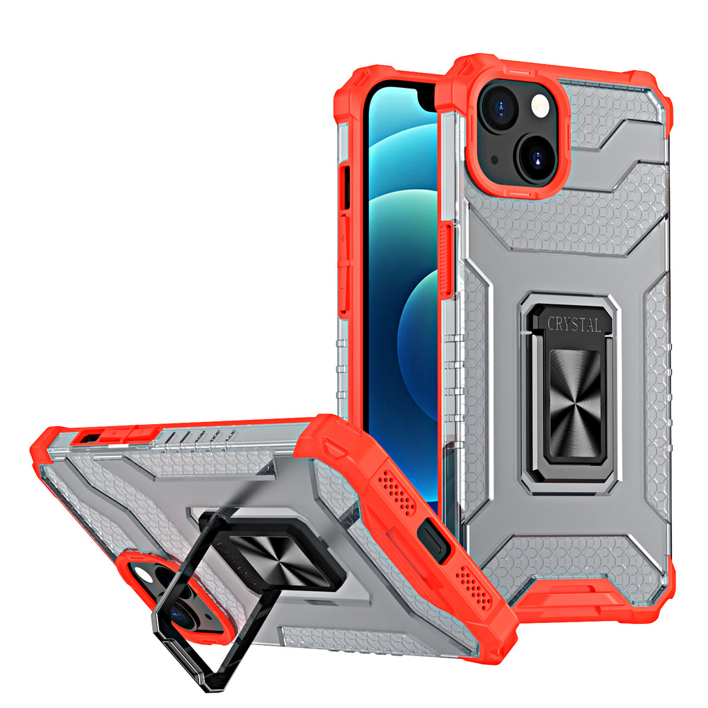 Crystal Ring Case Kickstand Tough Rugged Cover til iPhone 13 rød