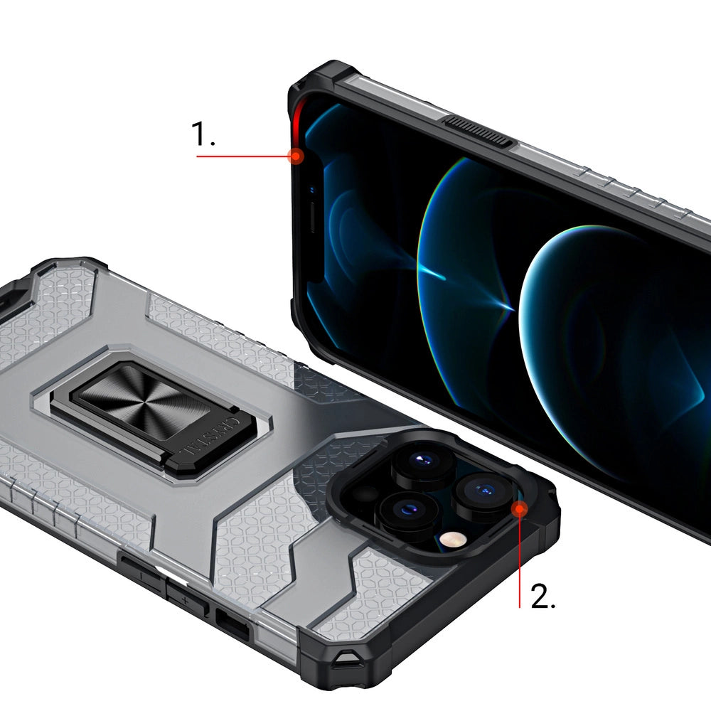 Crystal Ring Case Kickstand Tough Rugged Cover til iPhone 13 Pro rød