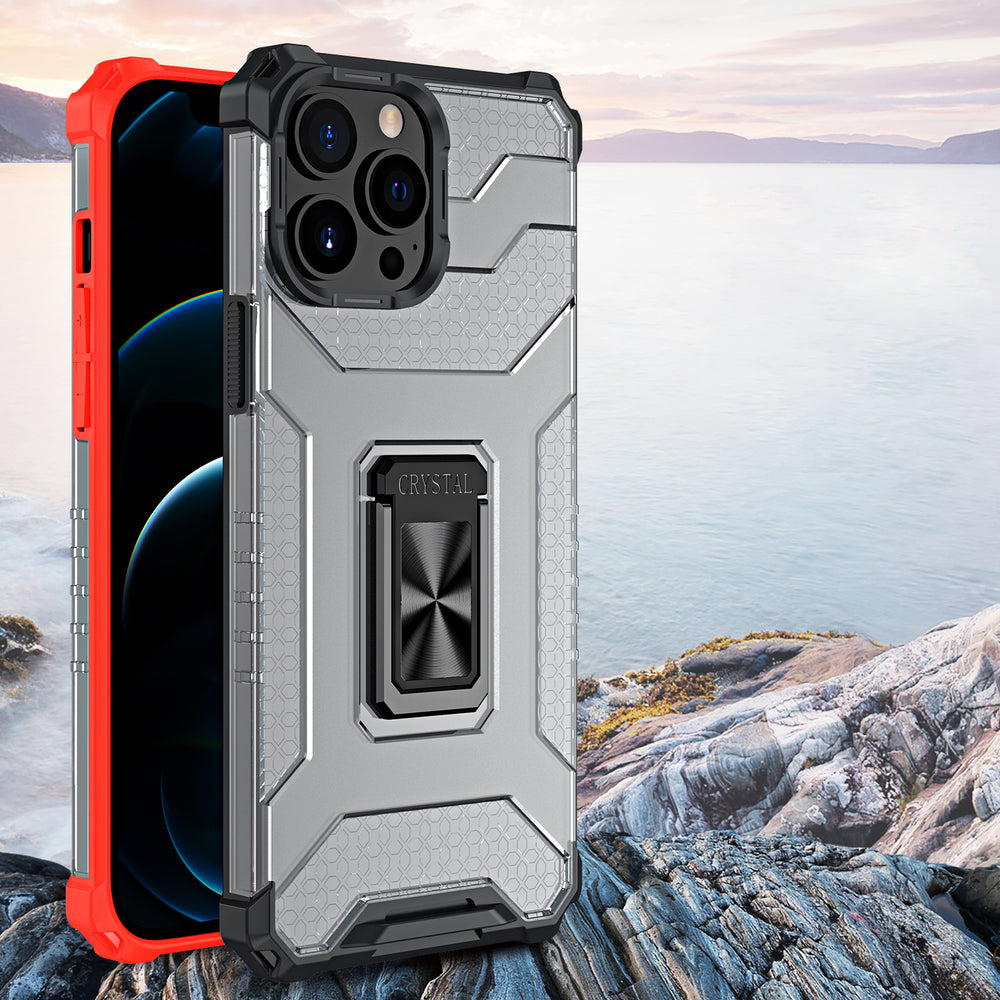 Crystal Ring Case Kickstand Tough Rugged Cover til iPhone 13 Pro Max sort