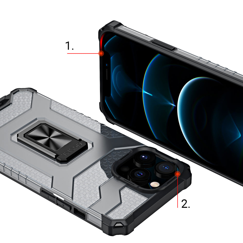 Crystal Ring Case Kickstand Tough Rugged Cover til iPhone 13 Pro Max blå
