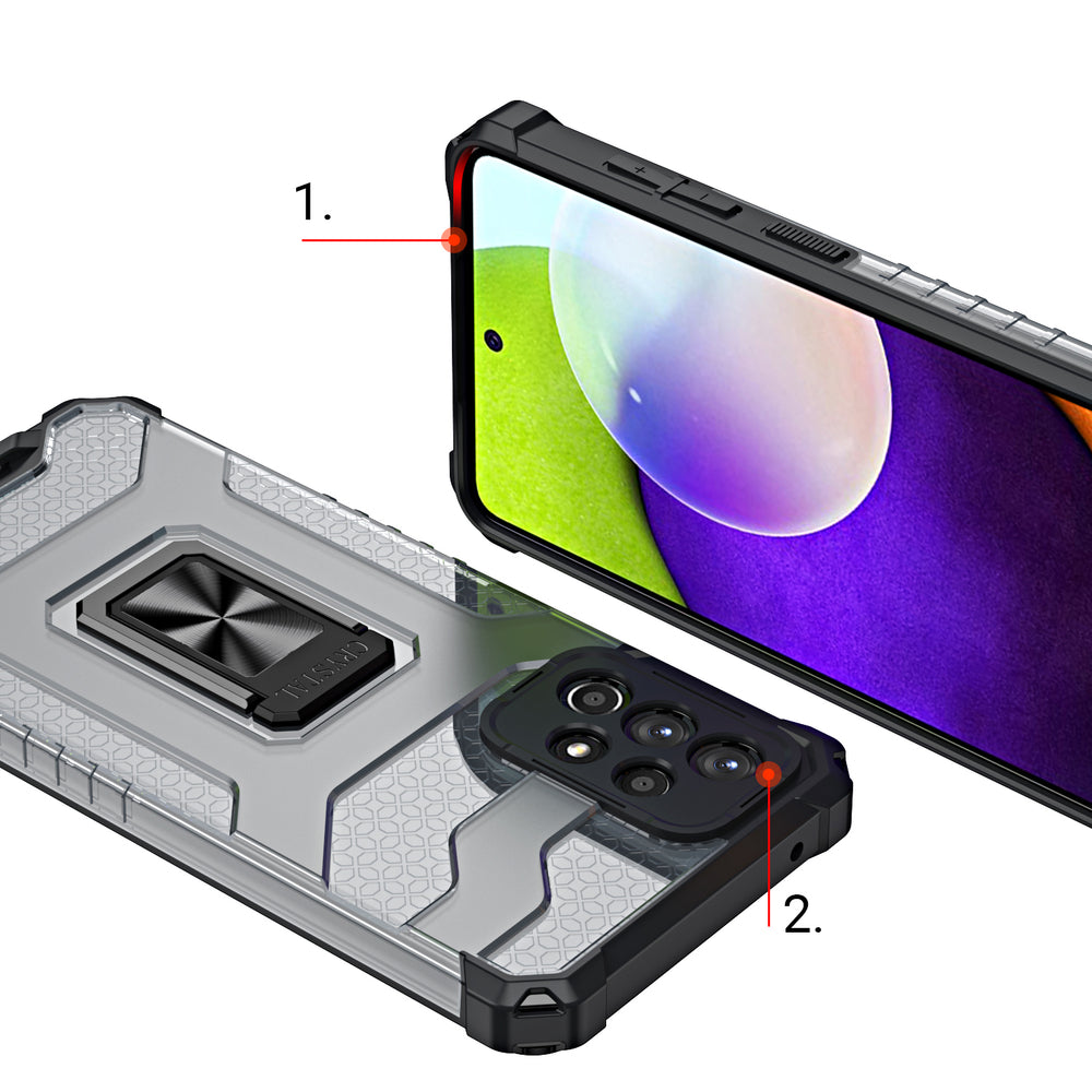 Crystal Ring Case Kickstand Tough Rugged Cover til Samsung Galaxy A72 4G blå