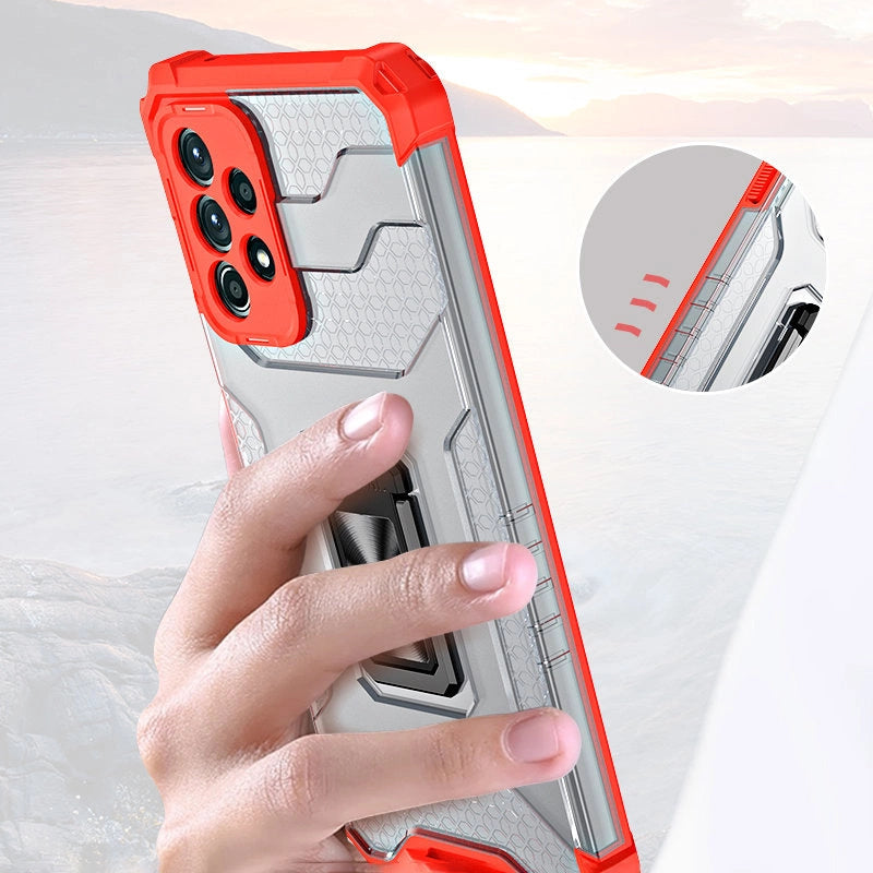 Crystal Ring Case Kickstand Tough Rugged Cover til Samsung Galaxy A72 4G blå