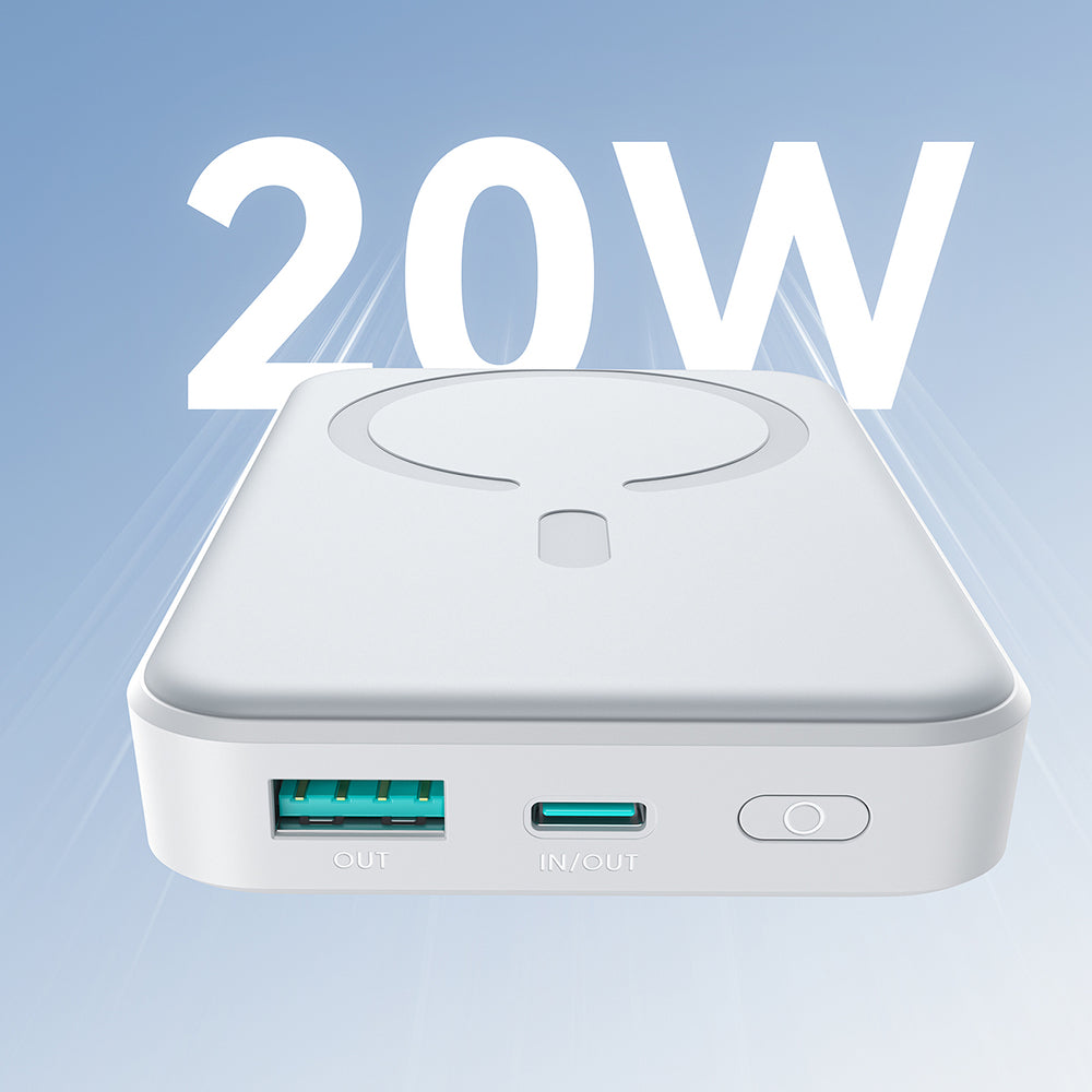 Joyroom JR-W020 Powerbank 20W 10000mAh MagSafe + USB-C - USB-C kabel 0,25m - hvid