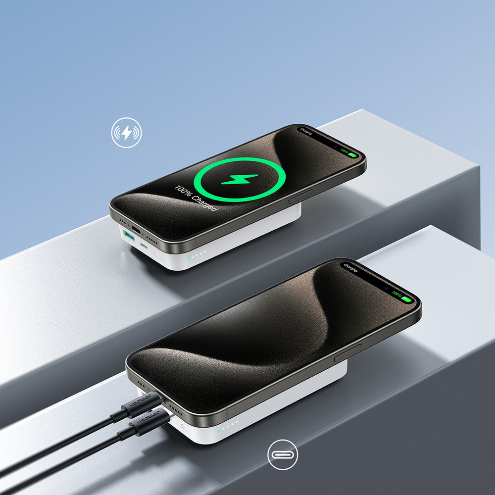 Joyroom JR-W020 Powerbank 20W 10000mAh MagSafe + USB-C - USB-C kabel 0,25m - hvid
