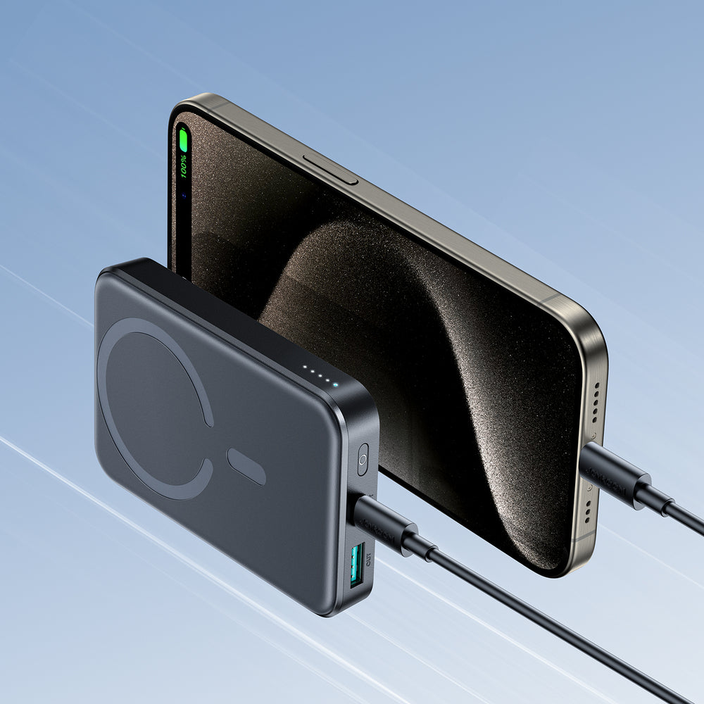 Joyroom JR-W020 20W 10000mAh MagSafe Power Bank + USB-C - USB-C 0,25m Kabel - sort