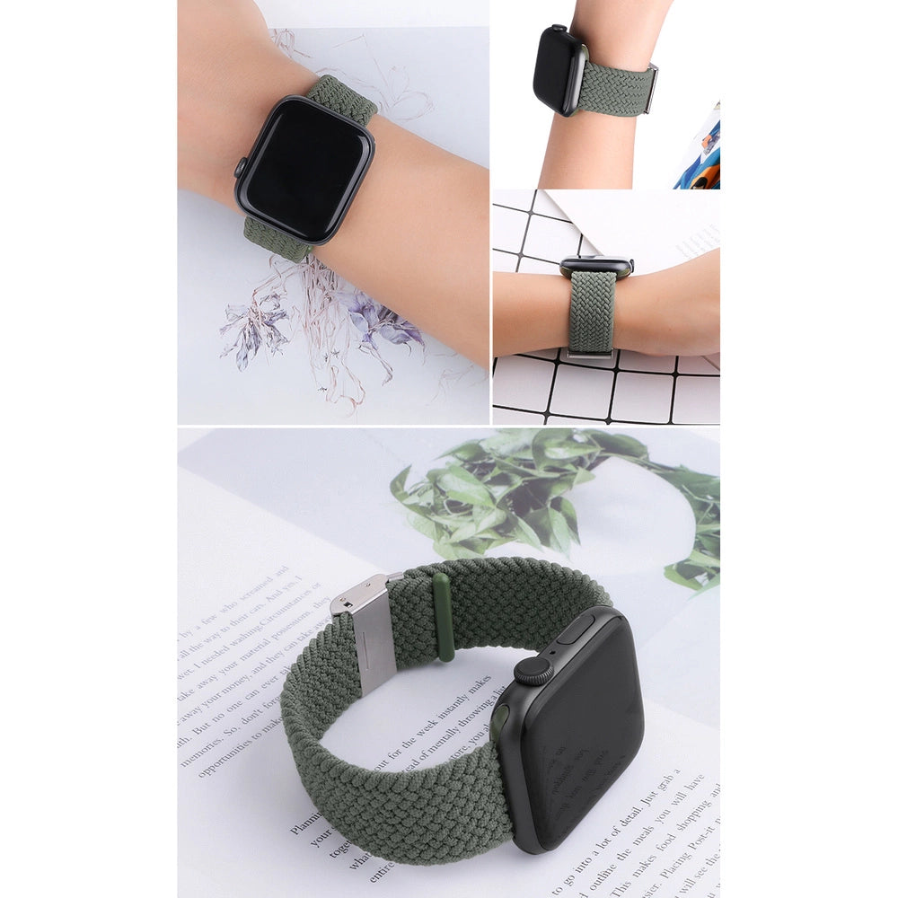Trådt stof armbånd Strap stof band til Apple Watch 38 / 40 / 41 mm - sort og hvid