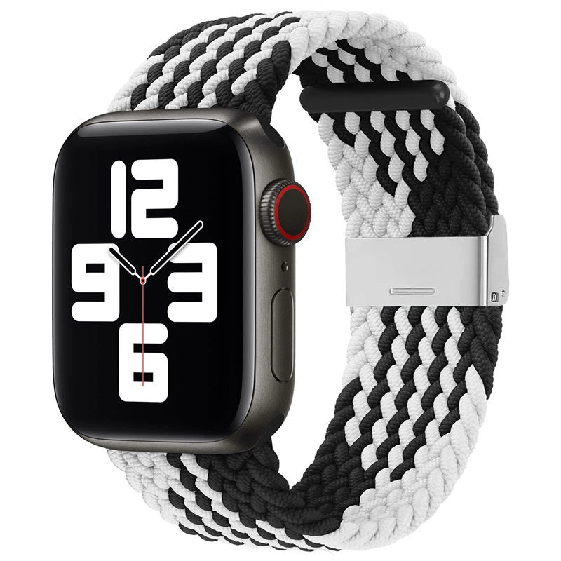 Trådt stof armbånd Strap stof band til Apple Watch 38 / 40 / 41 mm - sort og hvid