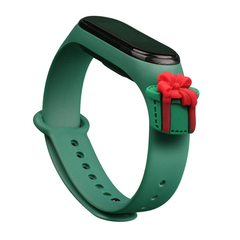 Strap Xmas til Xiaomi Mi Band 3 / 4 Jul Silicone Strap Armbånd med Gave - Mørk Grøn