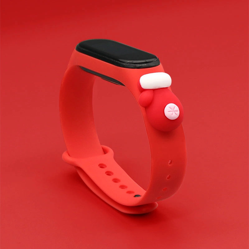Strap Xmas til Xiaomi Mi Band 5 / 6 Jul Silicone Strap Armbånd med Handske - Rød