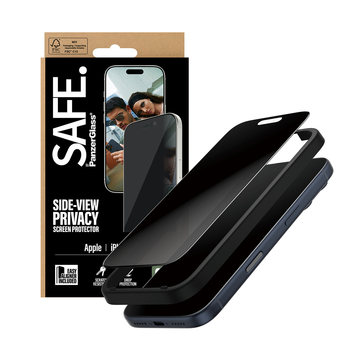 PanzerGlass SAFE. by ® Privacy Skærmbeskyttelse iPhone 17 Pro | Ultra-Wide Fit m. EasyAligner