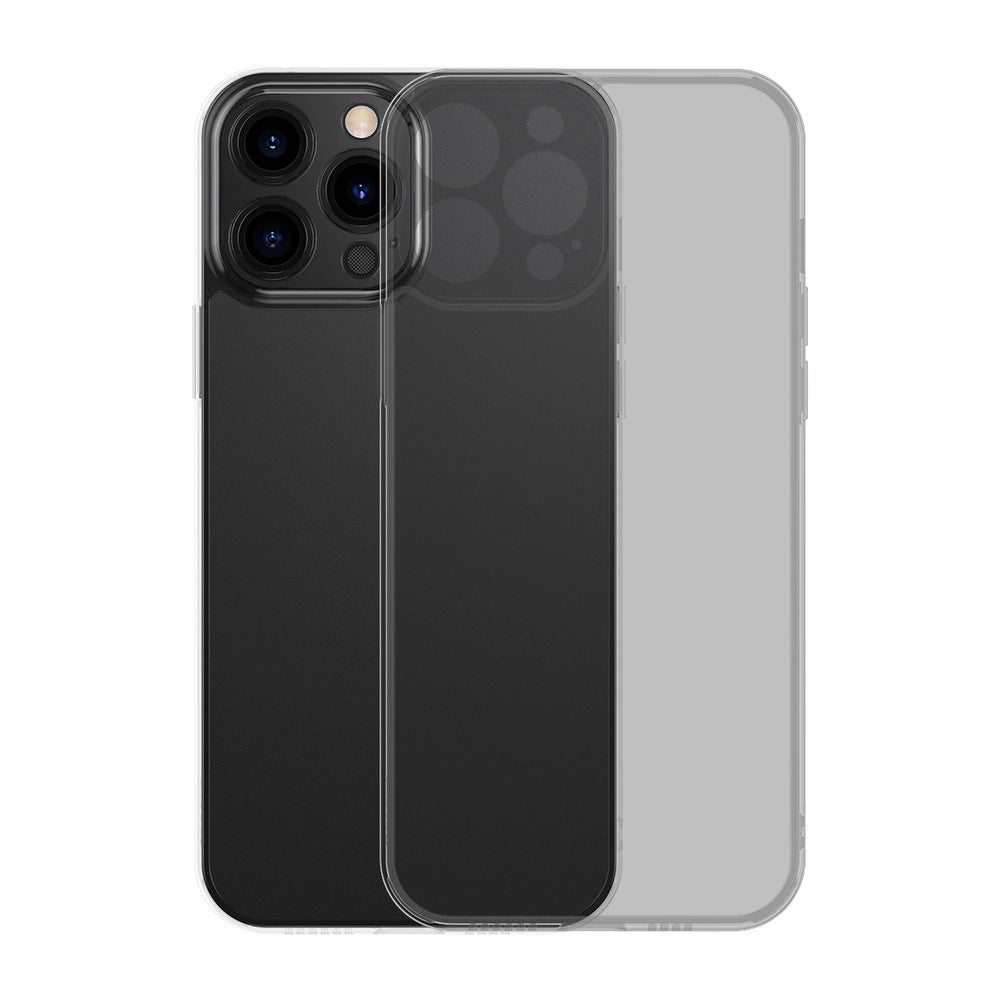 Baseus Frosted Glass Case Cover til iPhone 13 Pro Hard Cover med Gel Frame sort (ARWS000401)