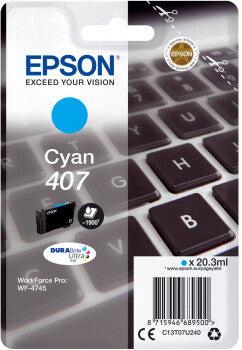 Epson 407L tastatur DURABrite Ultra enkeltpakke cyan blæk
