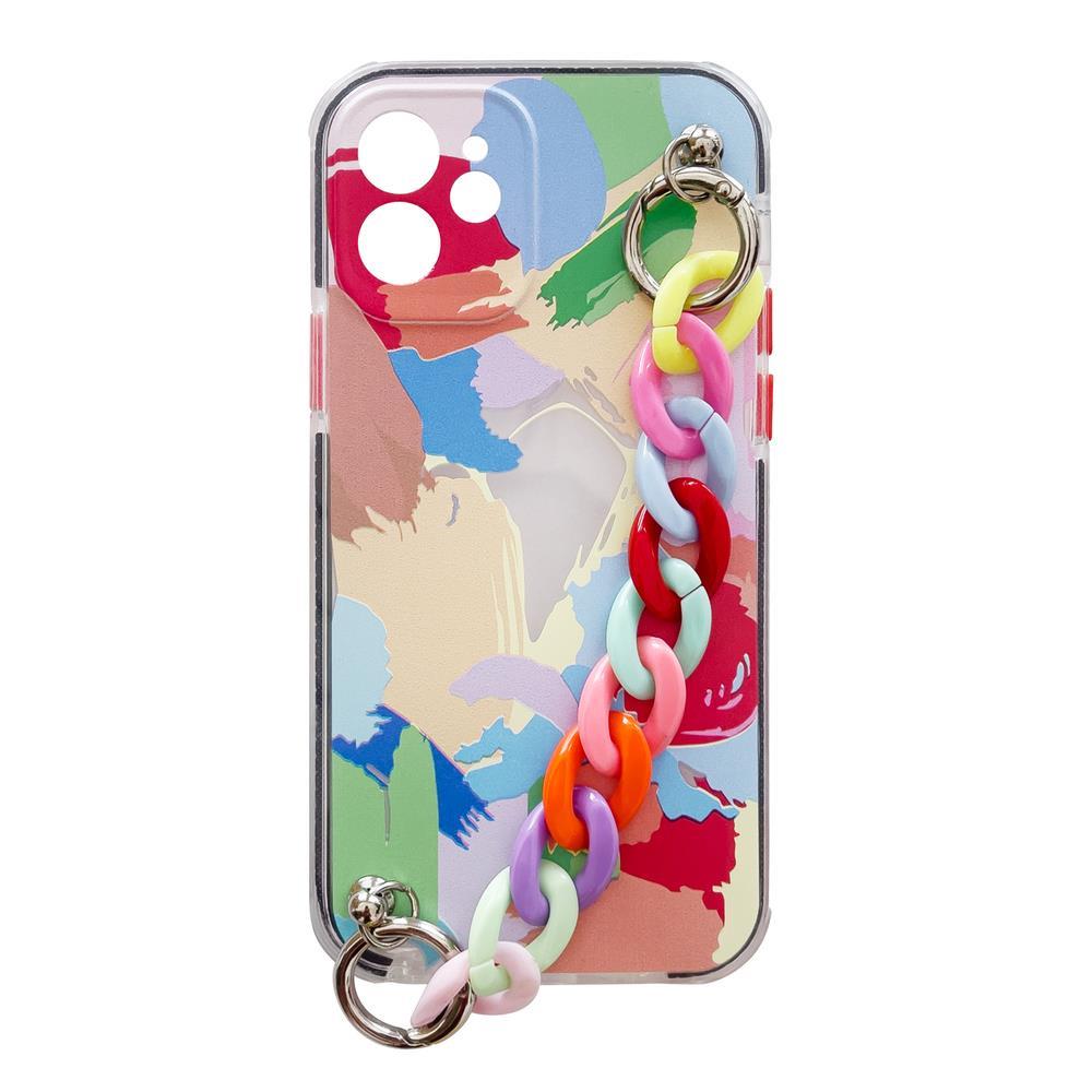 Farve Chain Case gel fleksibelt elastisk case cover med en kæde pendant til Xiaomi Redmi 10 flerfarvet (4)