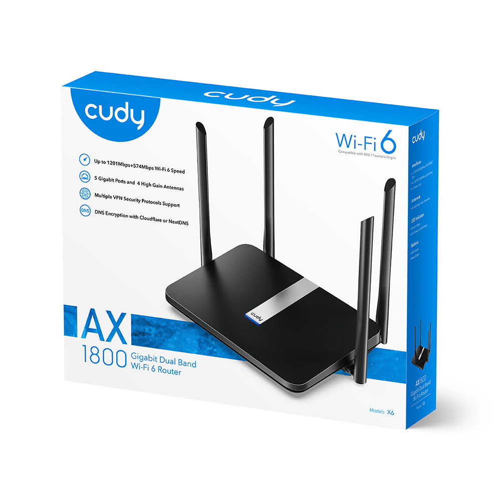 Cudy Wi Fi Router X6 Wf6 Ax1800 Gigabit Mesh