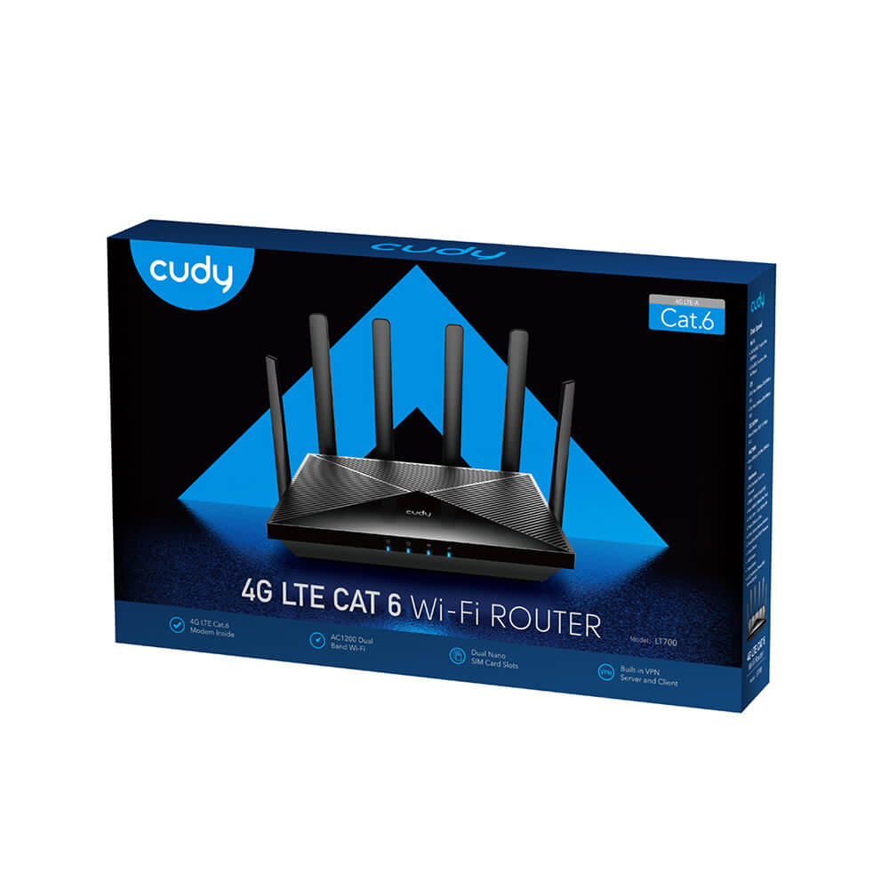 Cudy 4 G Router Lt700 Cat6/Wf5 Ac1200 Gigabit 2x Sim