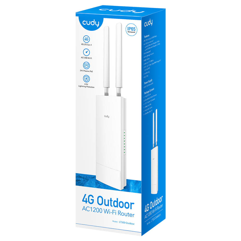 Cudy 4 G Router Lt500 Outdoor Cat4/Wf5 Ac1200 Ip65
