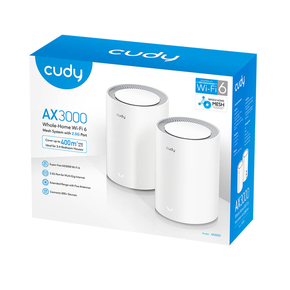 Cudy Mesh Solution M3000 2 Pk Wf6 Ax3000 Gigabit 2.5 G White