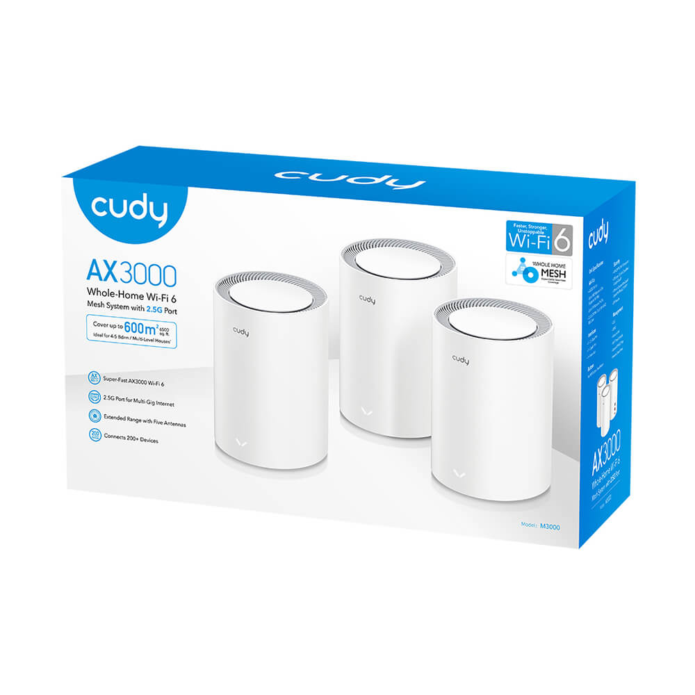 Cudy Mesh Solution M3000 3 Pk Wf6 Ax3000 Gigabit 2.5 G White