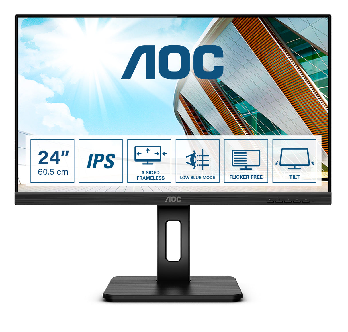 AOC P2 24P2Q LED display 60,5 cm (23.8") 1920 x 1080 pixel Fuld HD Sort
