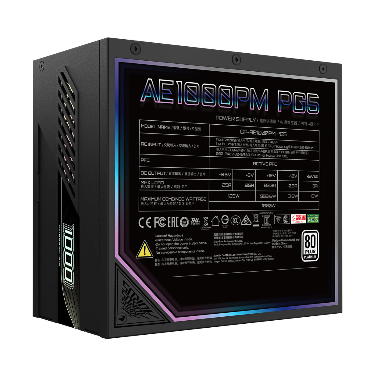 GIGABYTE AORUS ELITE P1000W enhed til strømforsyning 1000 W 20+4 pin ATX ATX Sort