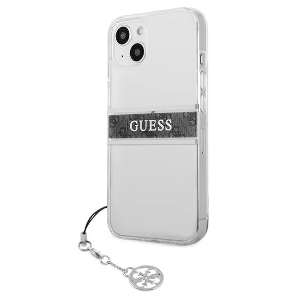 Guess GUHCP13SKB4GGR iPhone 13 mini 5.4" Transparent hardcase 4G Gray Strap Charm