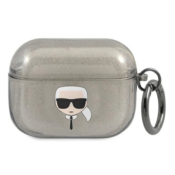 Karl Lagerfeld Glitter Karl's Head Case for AirPods Pro - Black