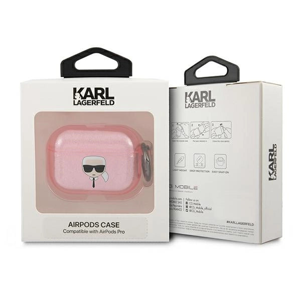 Karl Lagerfeld Glitter Karl's Head Case for AirPods Pro - Pink