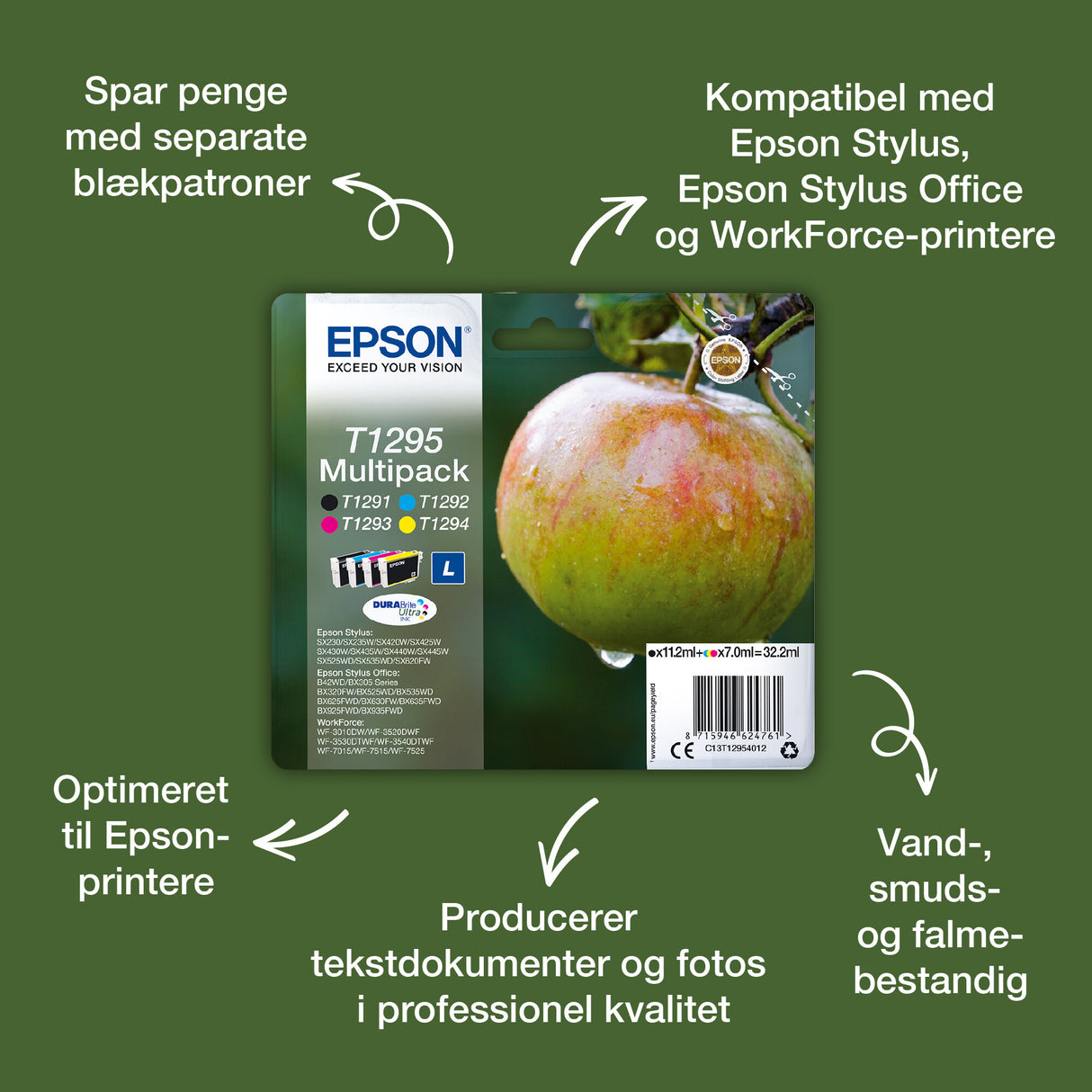 Epson T1292 æble DURABrite Ultra enkeltpakke cyan blæk