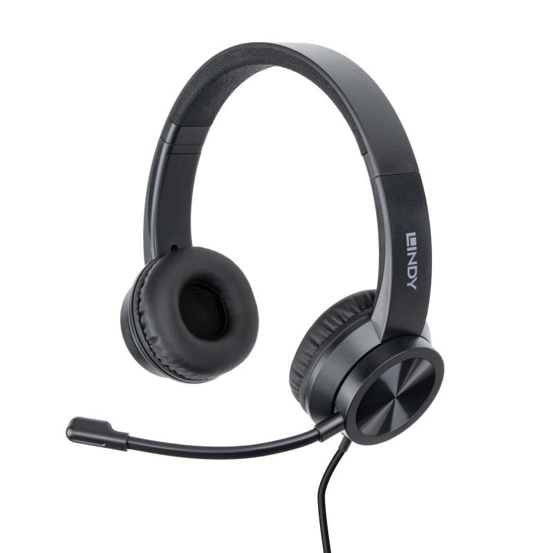 Lindy 20439 hovedtelefoner/headset Ledningsført Kontor/Callcenter USB Type-C Sort