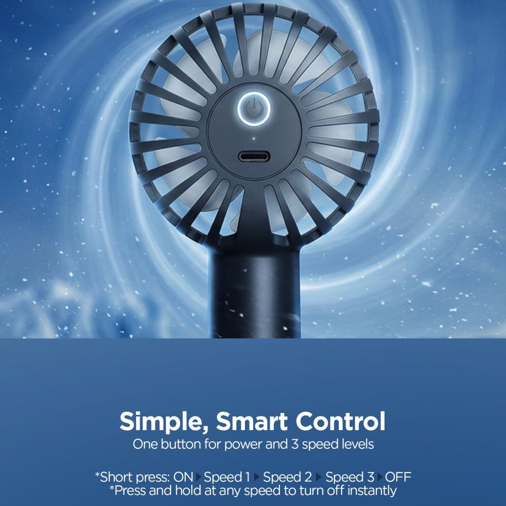 Spigen A905 Mini Bærbar Håndholdt Ventilator Sort