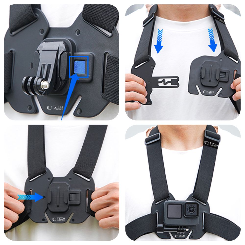 Tech Protect Ga100 Brystmontering Gopro / Dji / Inta360 Sort