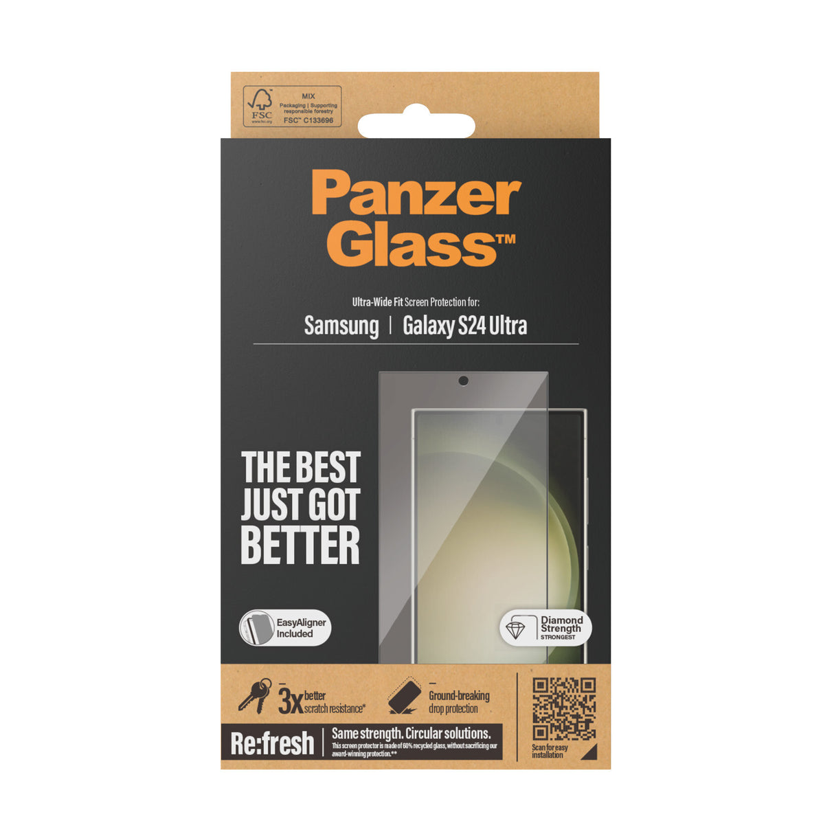 PanzerGlass ® Skærmbeskyttelse Samsung Galaxy S24 Ultra | Ultra-Wide Fit m. EasyAligner