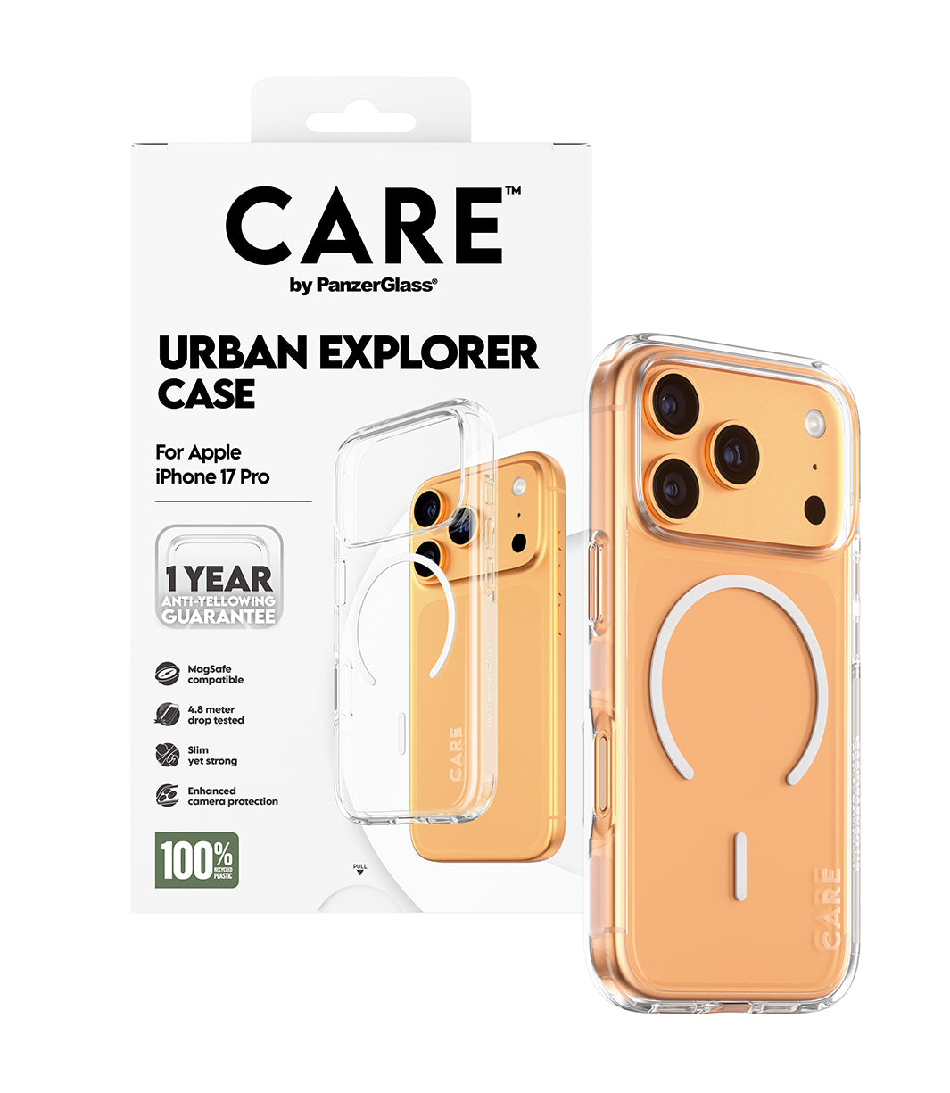 CARE Case Clear Urban Explorer White MagSafe iPhone 17 Pro