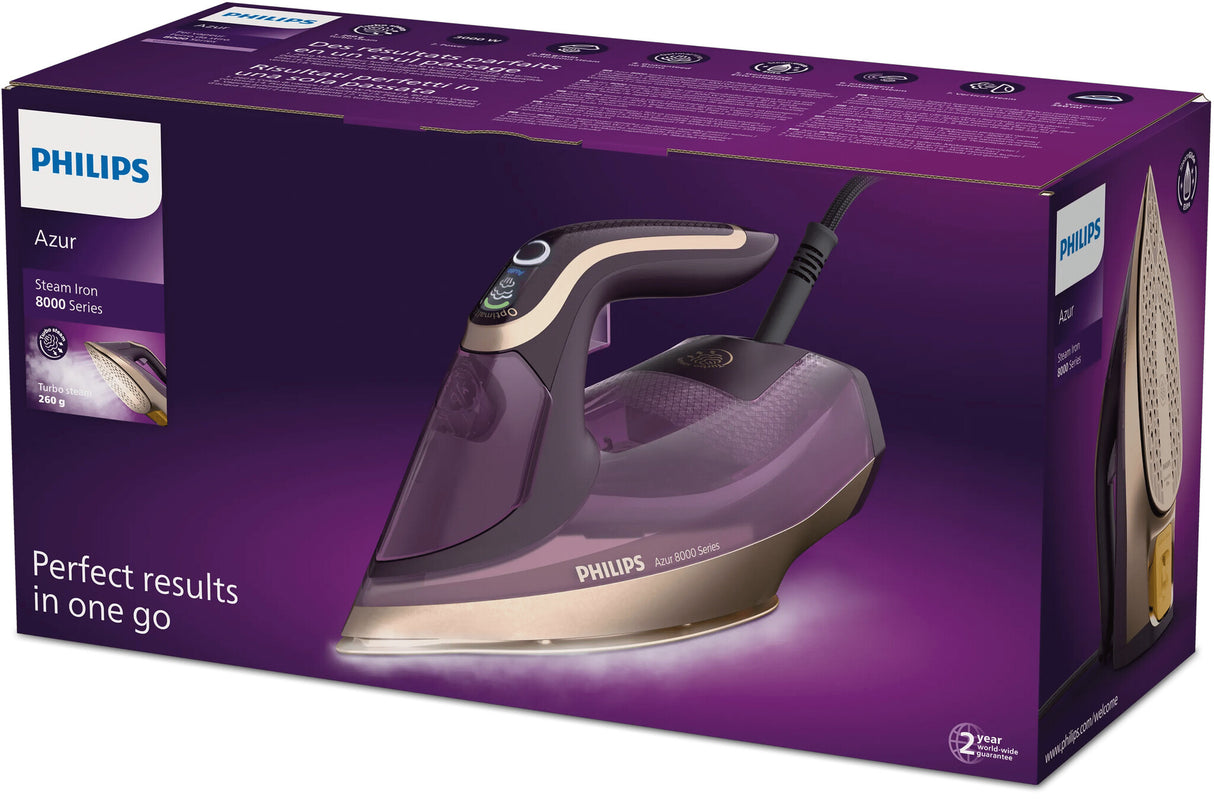 Philips DST8040/30 strygejern Dampstrygejern SteamGlide Elite-strygesål 3000 W Lilla