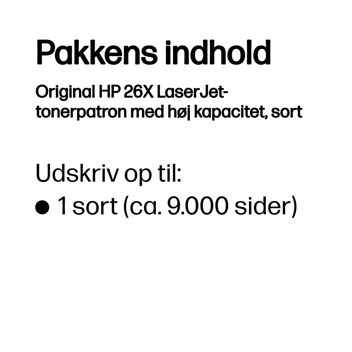 HP 26X Sort 9000 sider Toner CF226X